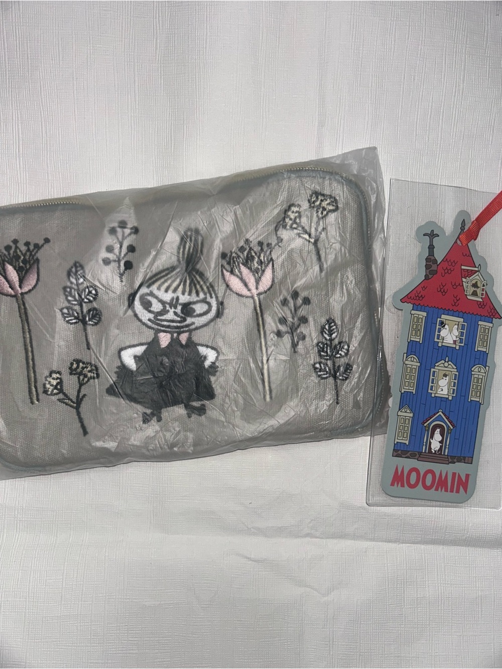 Moomin Gray Embroidered Little My Decorative Pouch with bookmark
